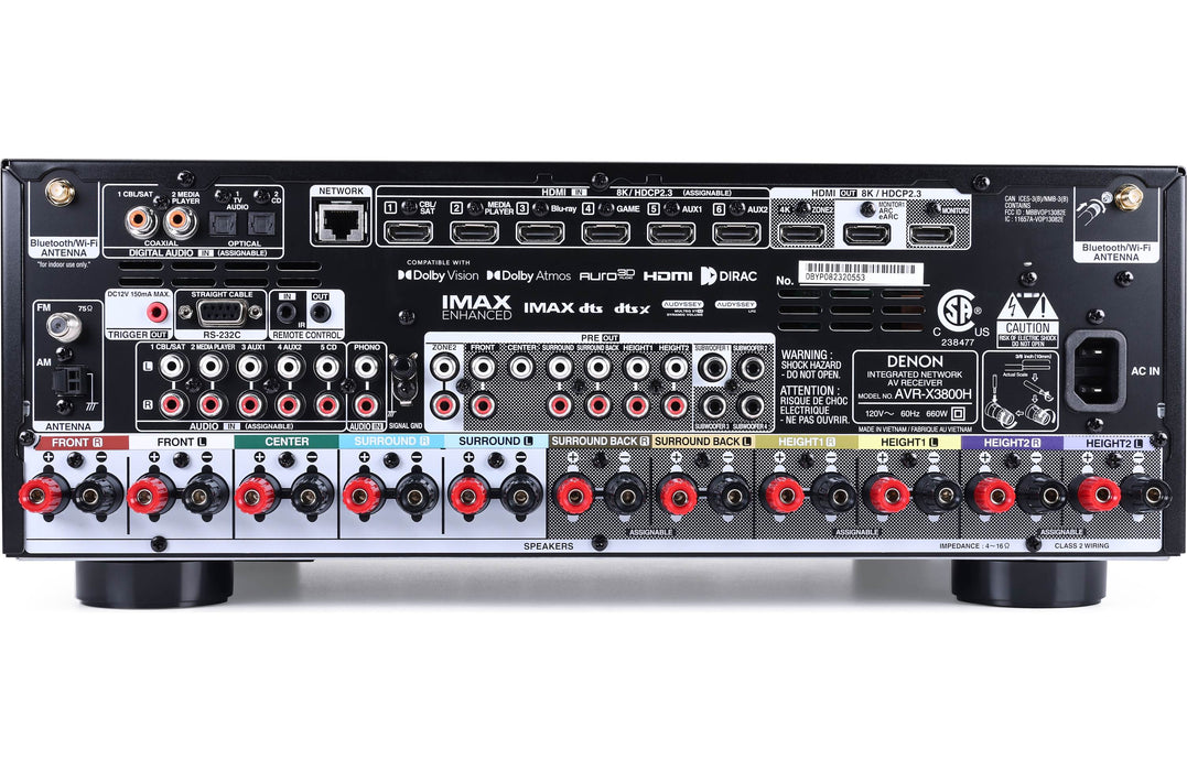 Denon AVR-X3800H 9.4-channel home theatre receiver with Dolby Atmos®, Bluetooth®, Apple AirPlay® 2, and Amazon Alexa compatibility