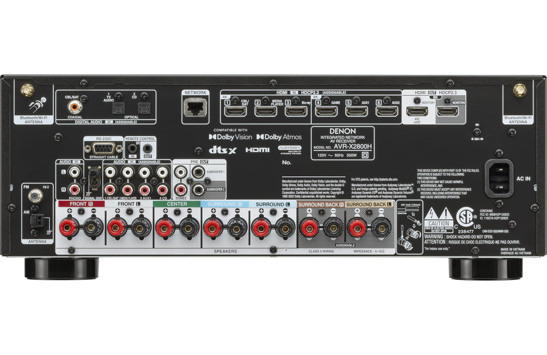 Denon AVR-X2800H, 7.2ch, WiFi, Blutooth, 8K, 3D Audio, Dolby Atmos and DTS:X AV Receiver with HEOS® Built-in